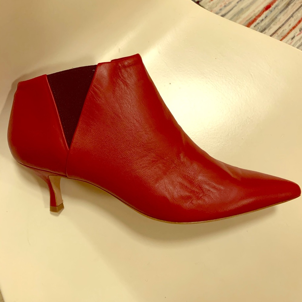 The most beautiful red leather bootie. Super soft